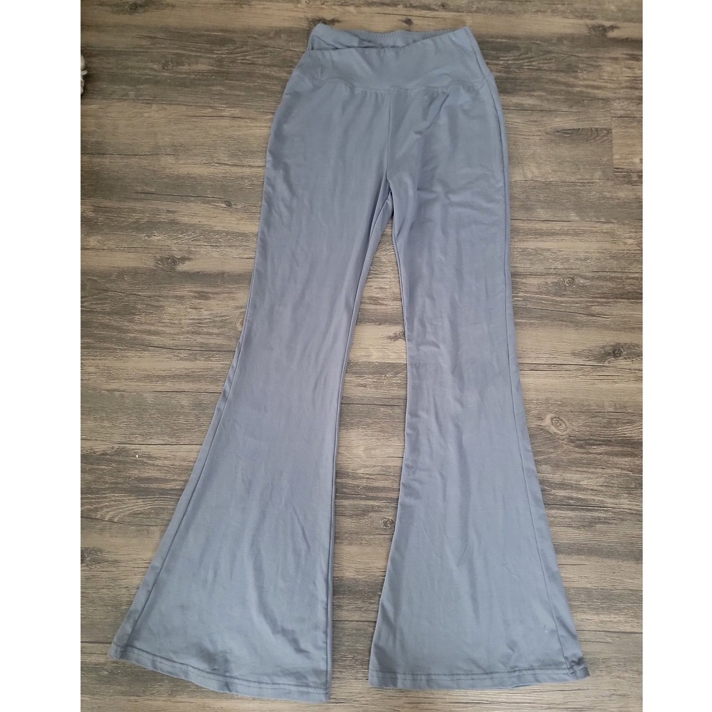 Unbranded Women Gray Crossover Waist Flare Yoga Pants Bell‎ Bottom Leggings S